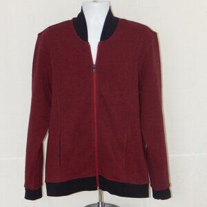 ALFANI Men’s Cotton Zip Front Baseball Collar Bomber Jacket DRK Red Size L NWT